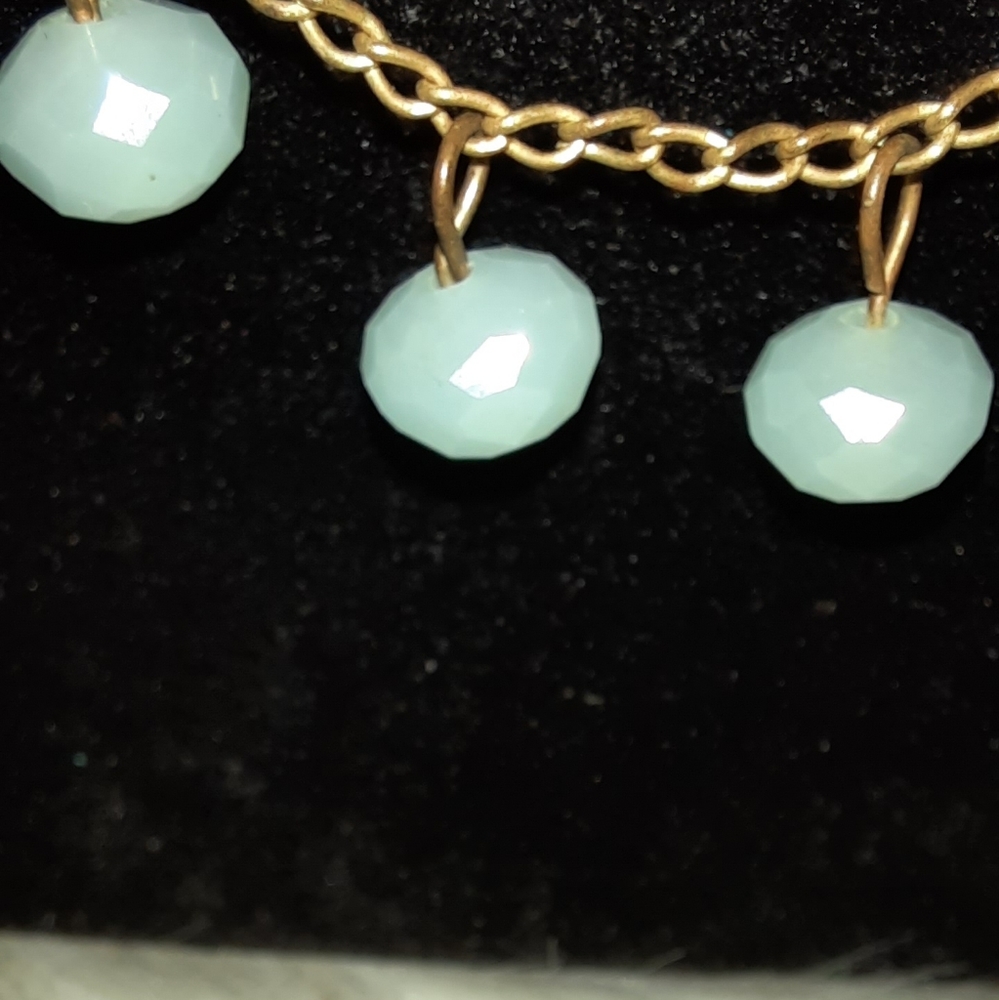 Two faceted stone bead layering necklaces light sky blue - Picture 8 of 8